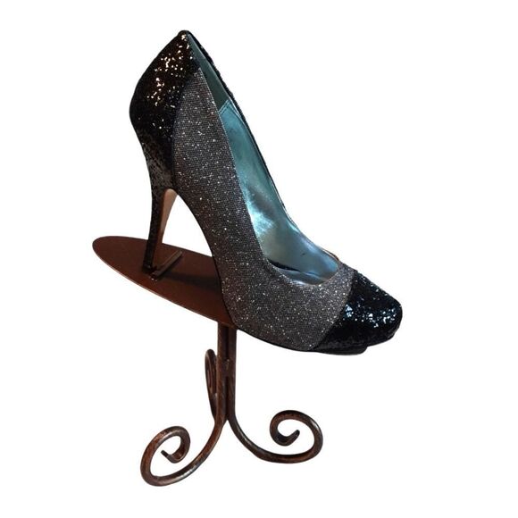 Moda Spana Heels Vero Cuoio Sparkly 4.5" Heel Black Silver S 8 - Picture 5 of 13